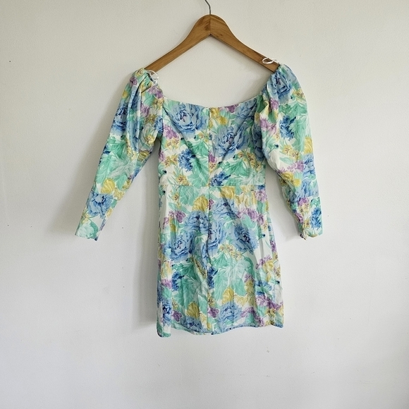Zara Puff Sleeve Floral Poplin Mini Dress - Picture 8 of 12